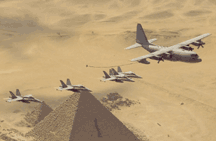 Marine Hornets fly over the Valley of the Kings in Egypt